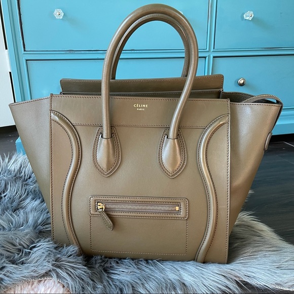 Sold CELINE 💚 LUGGAGE MINI OLIVE GREEN TAUPE - Picture 16 of 16